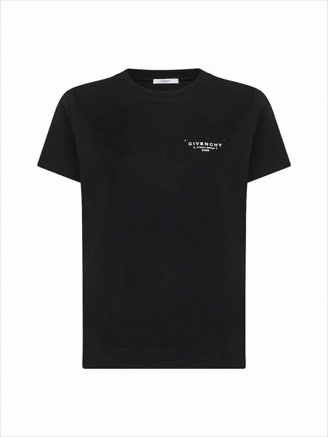 Cropped Black Cotton T-Shirt with Minimalist Design