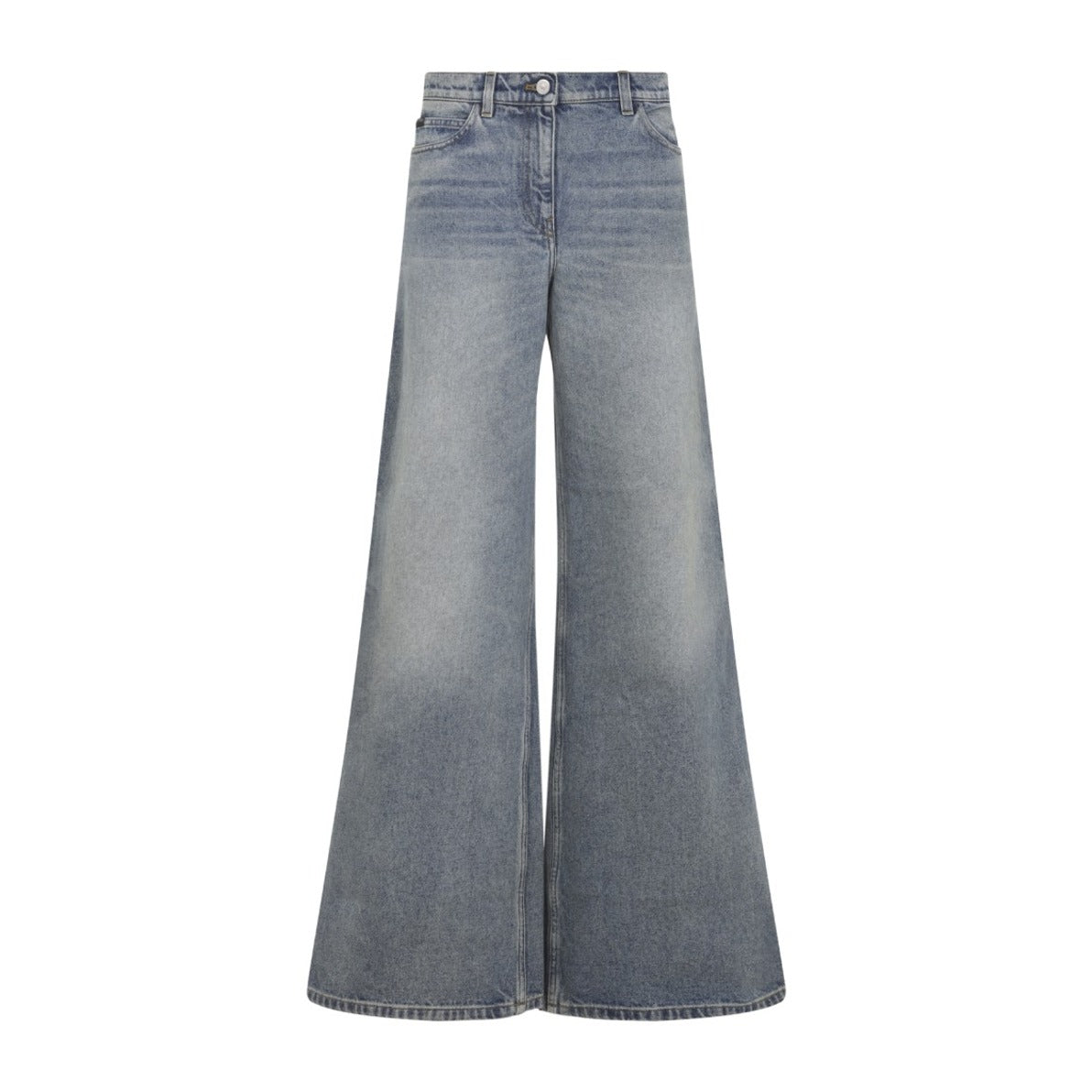 Wide-Leg Denim Trousers With High Waist