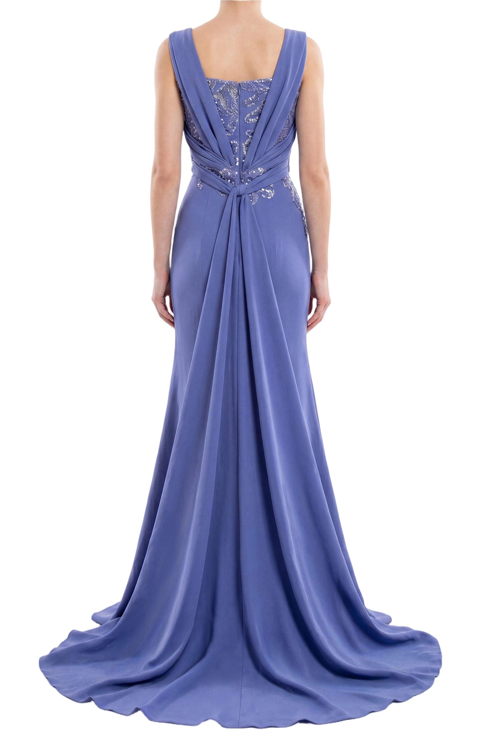 Embellished Long Crepe Dress