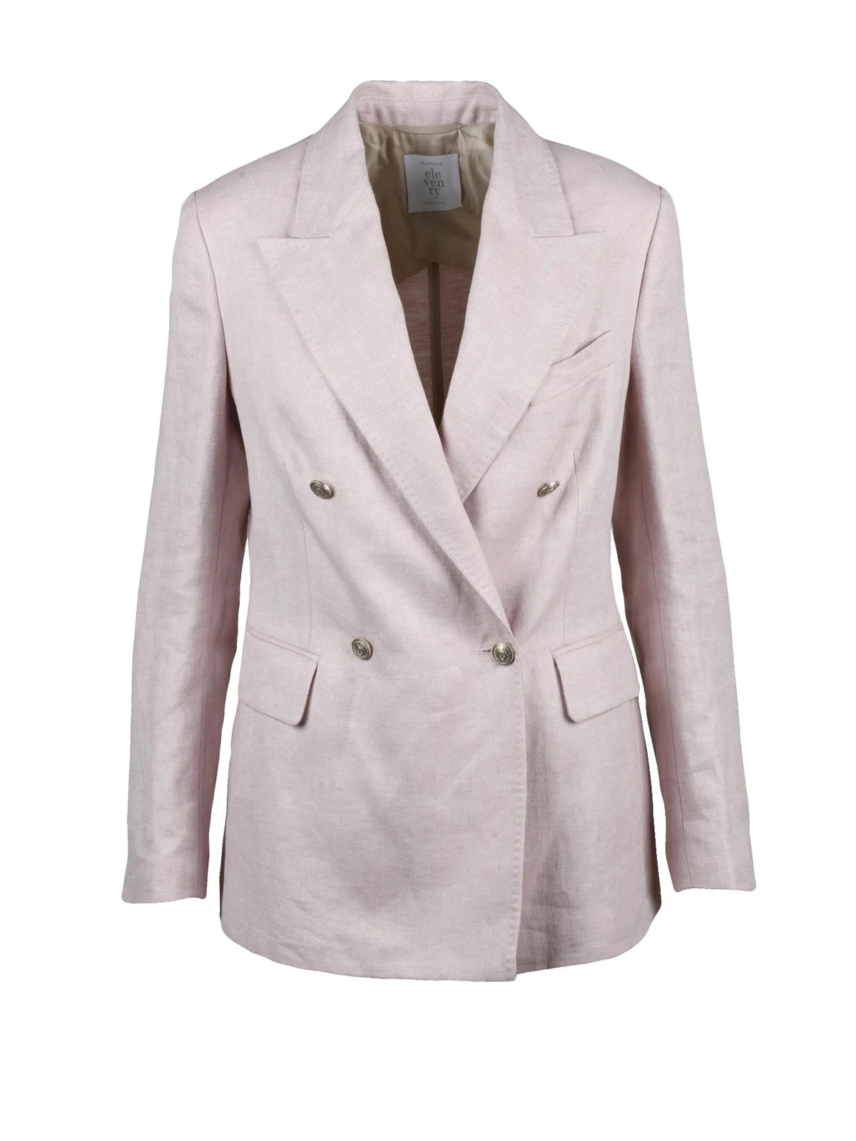 Pink Women Linen Double-Breasted Jacket
