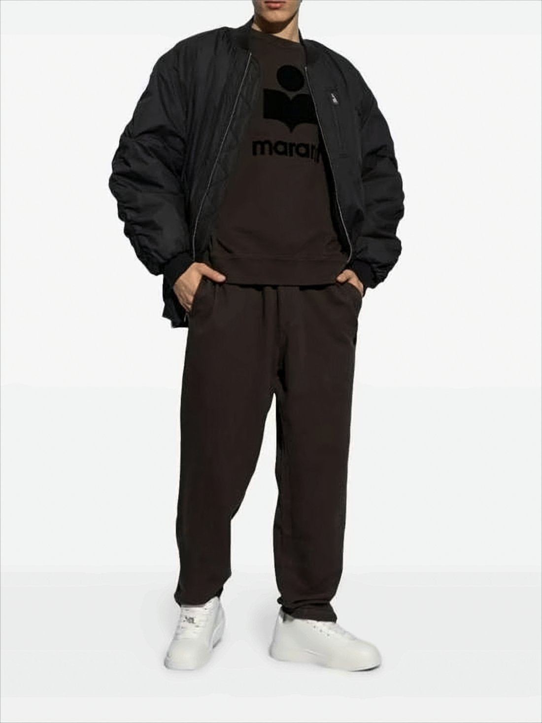 Relaxed Fit Black Long-Sleeve Sweatshirt with Textured Logo