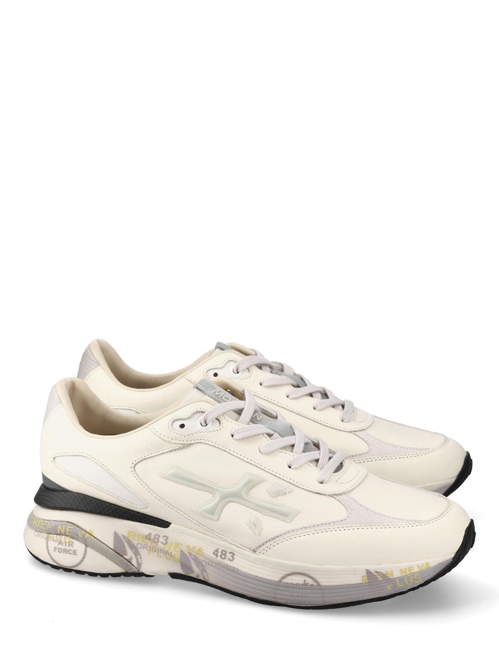 Low-Top White Sneakers With Leather