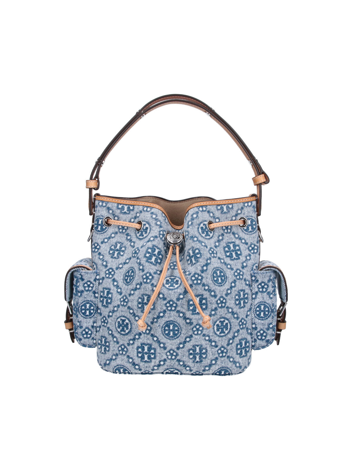 Blue T Monogram Cotton Bucket Bag