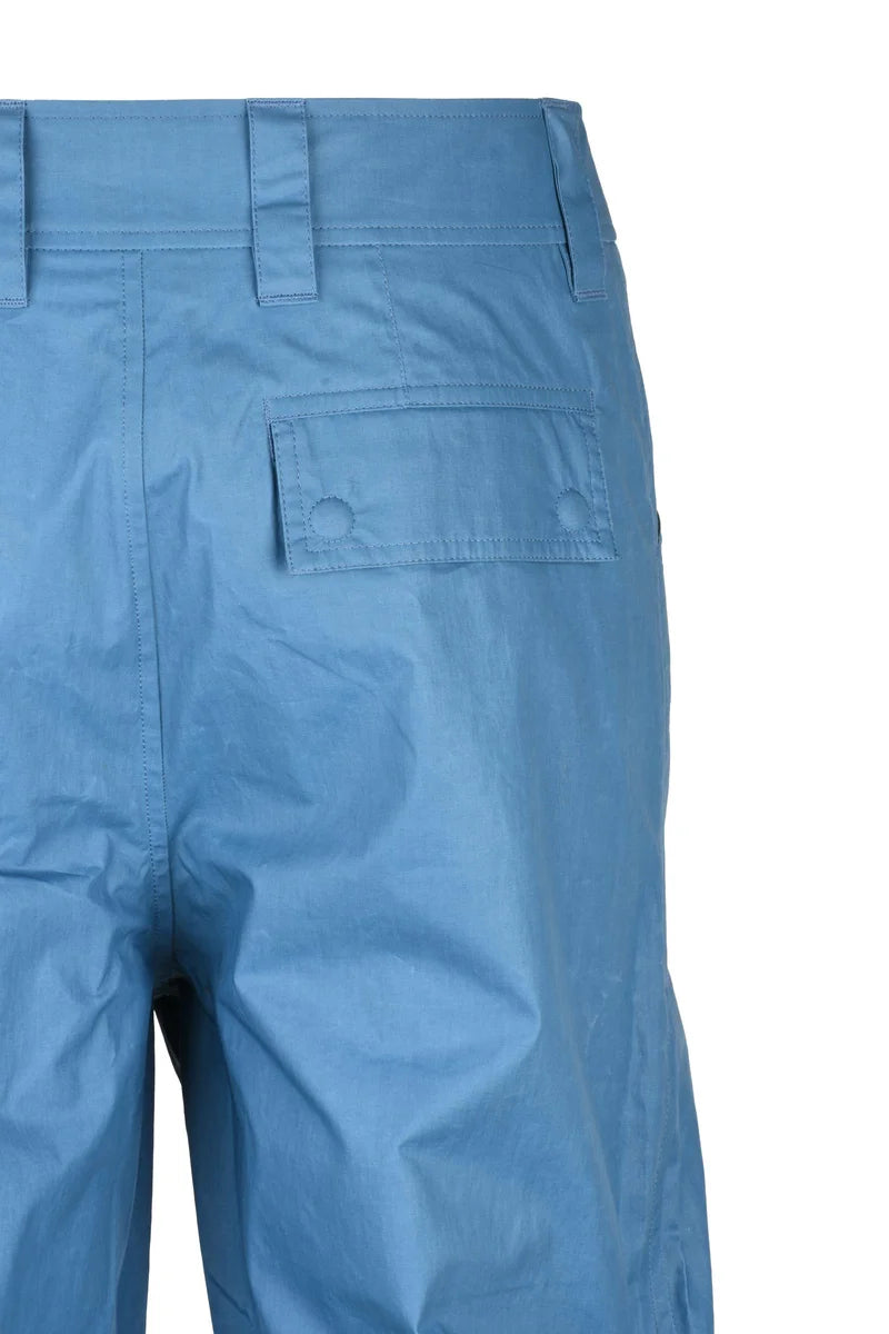 Waxed Effect Cargo Trousers - Light Blue