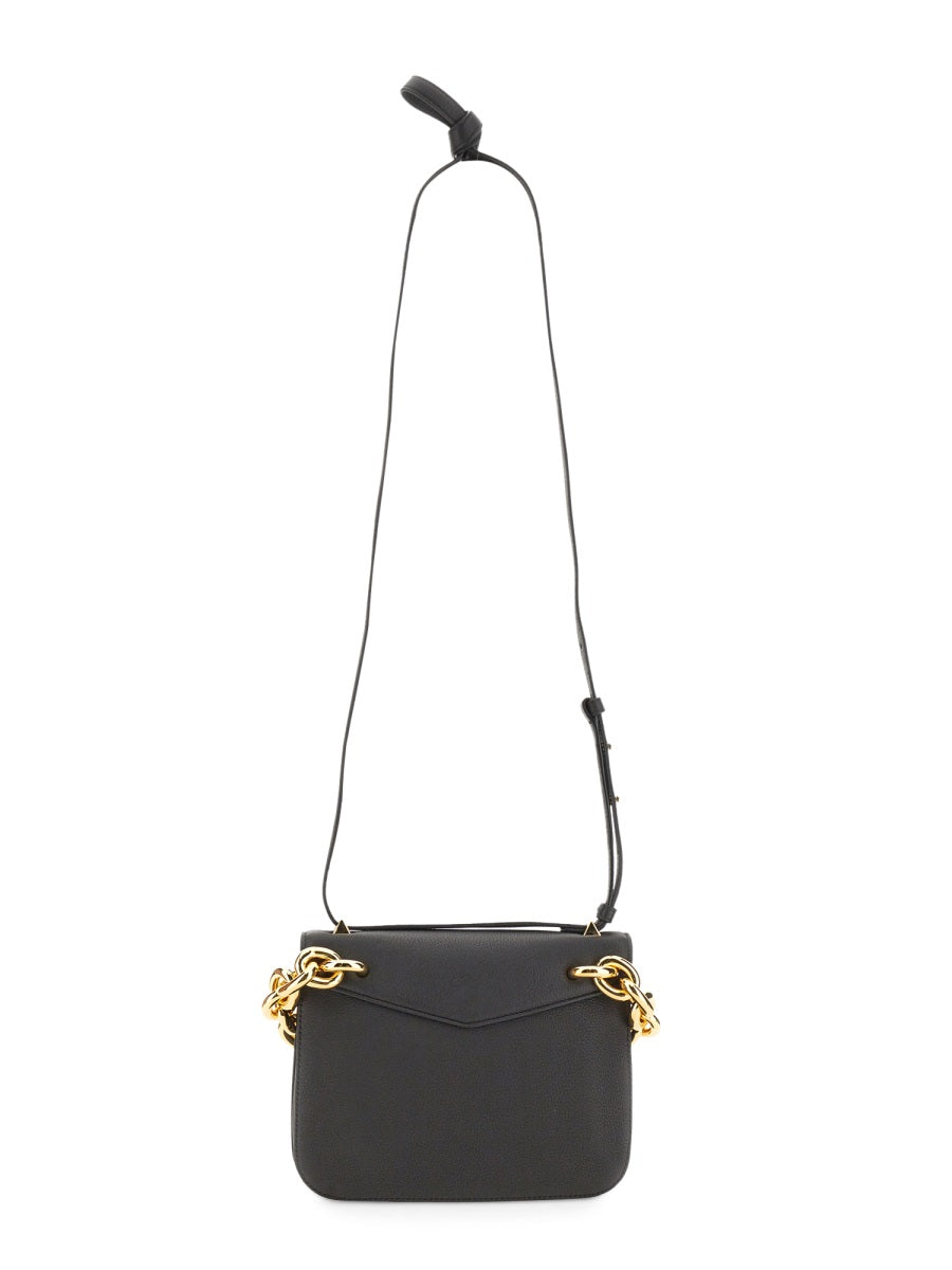 Suede Shoulder Bag with Extralarge Chain Handle