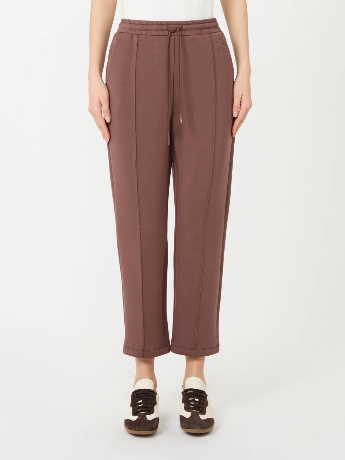 Cropped Relaxed Fit Pants with Drawstring Waistband