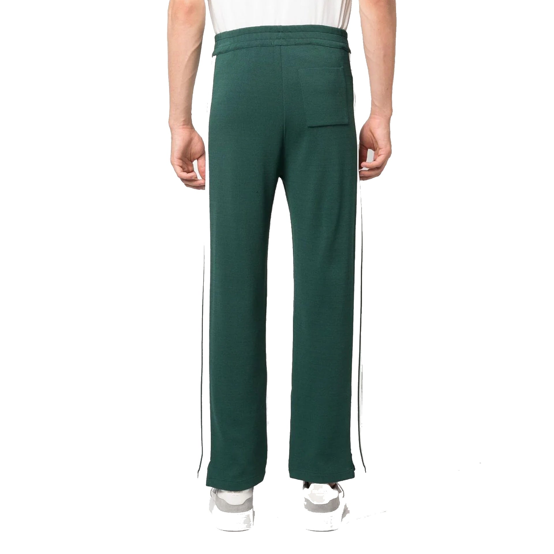 Deep Green Track Trousers With Contrast Stripes