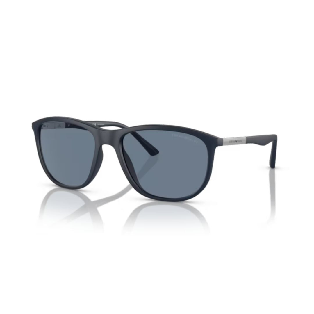 0ea4201 Rounded Rectangular Black Sunglasses with Matte