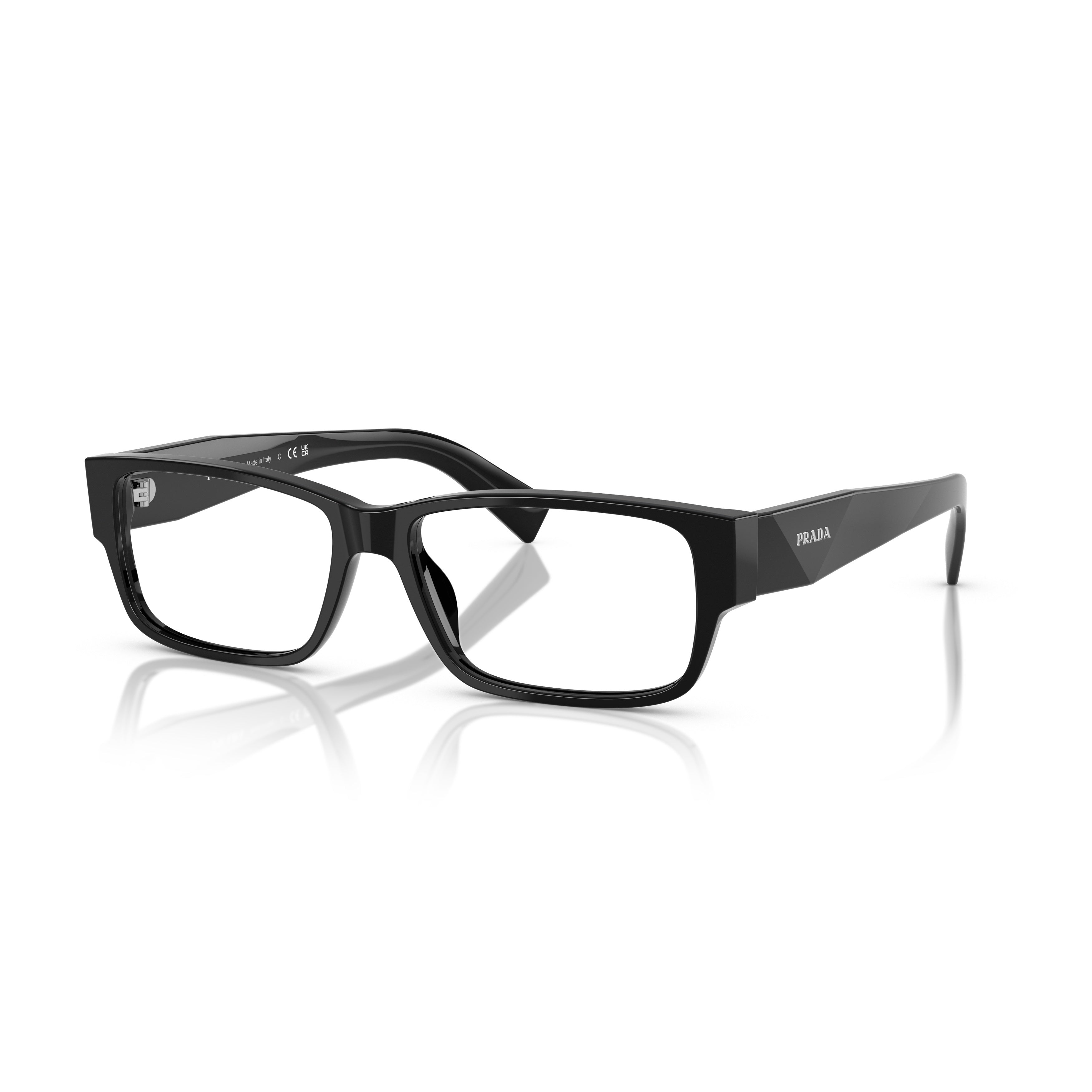 0pr B09v Glossy Black Acetate Rectangular Sunglasses