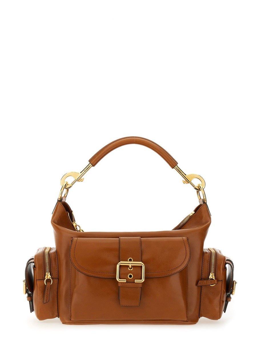 Structured Brown Leather Camera Bag