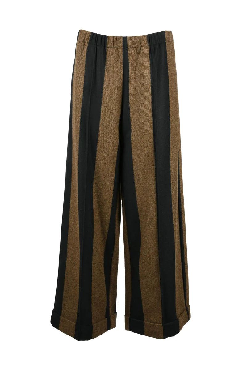 Comfort Fit Trousers - Black/Brown