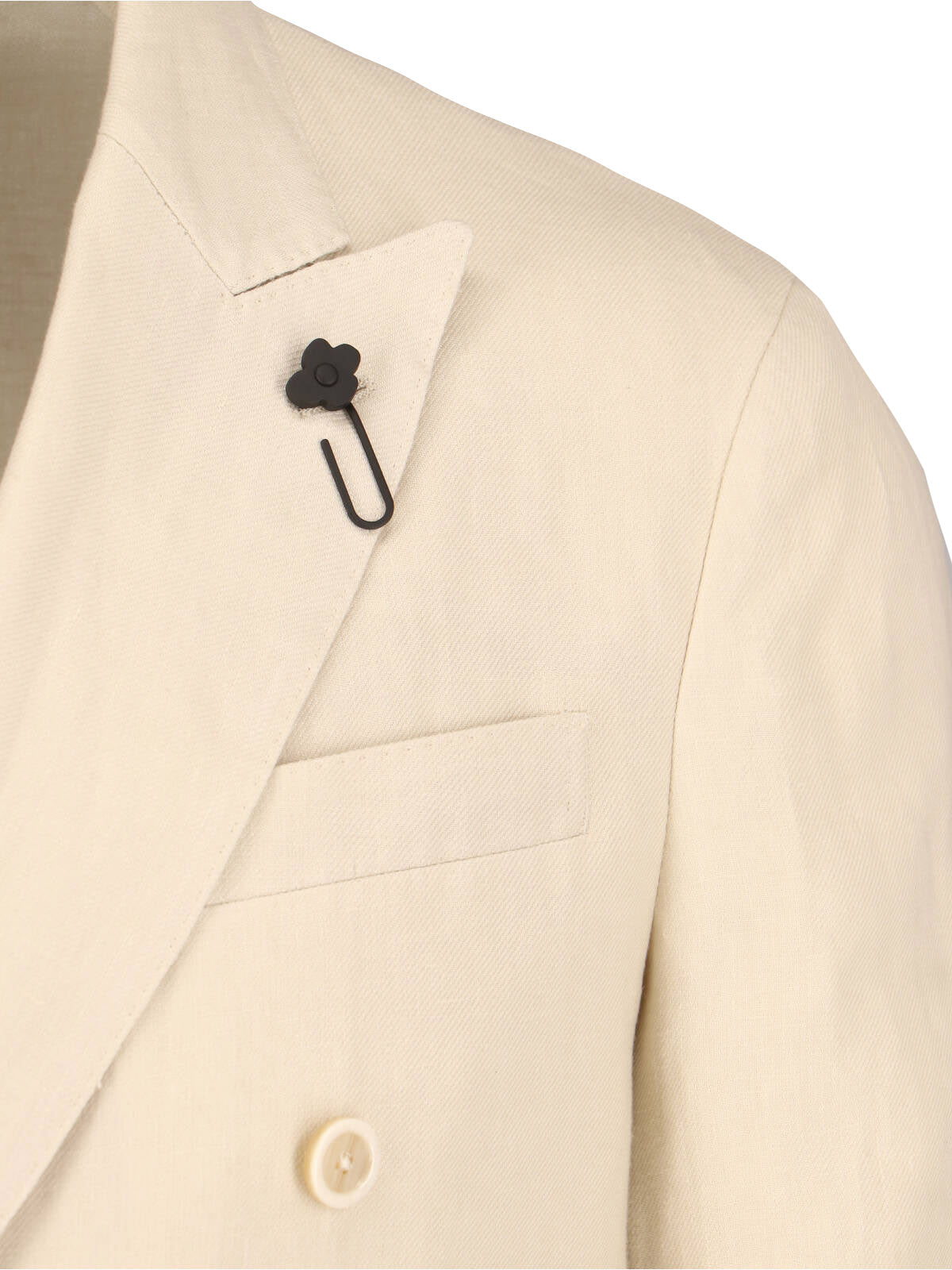 Cream Tailored Double-Breasted Linen Suit