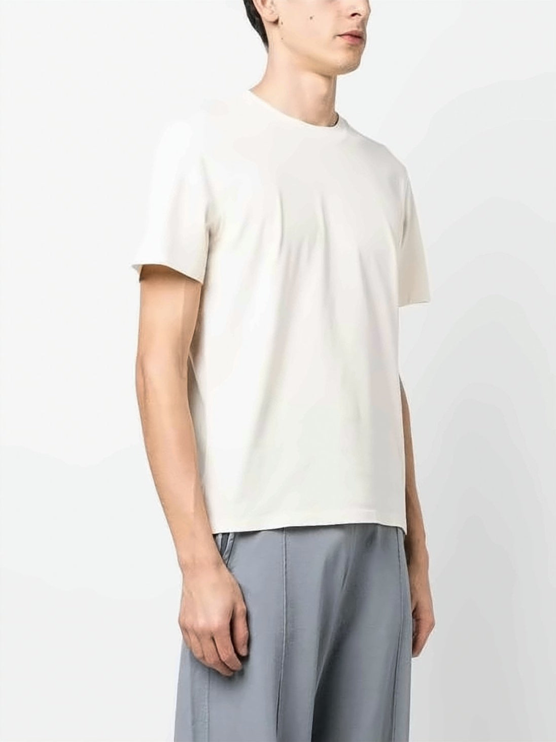 Minimalist Off-White Cotton Crew Neck T-Shirt