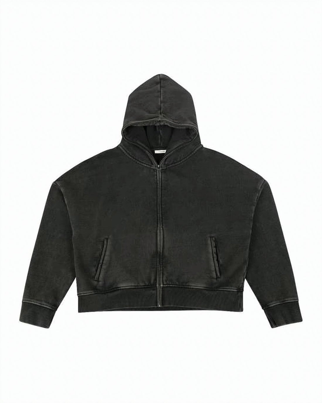 Cropped Hoodie with Front Zipper