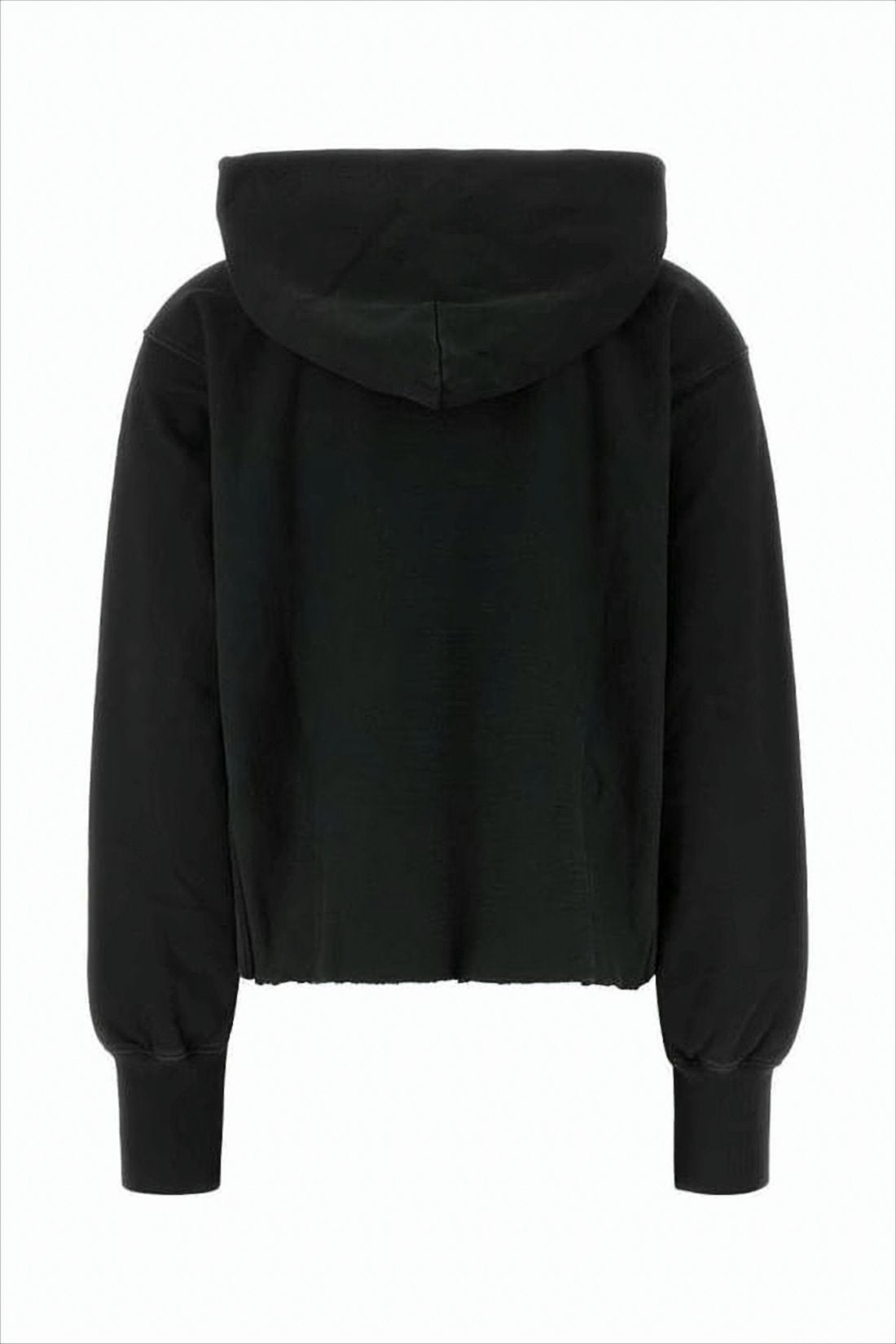 Cropped Black Hoodie with Drawstring