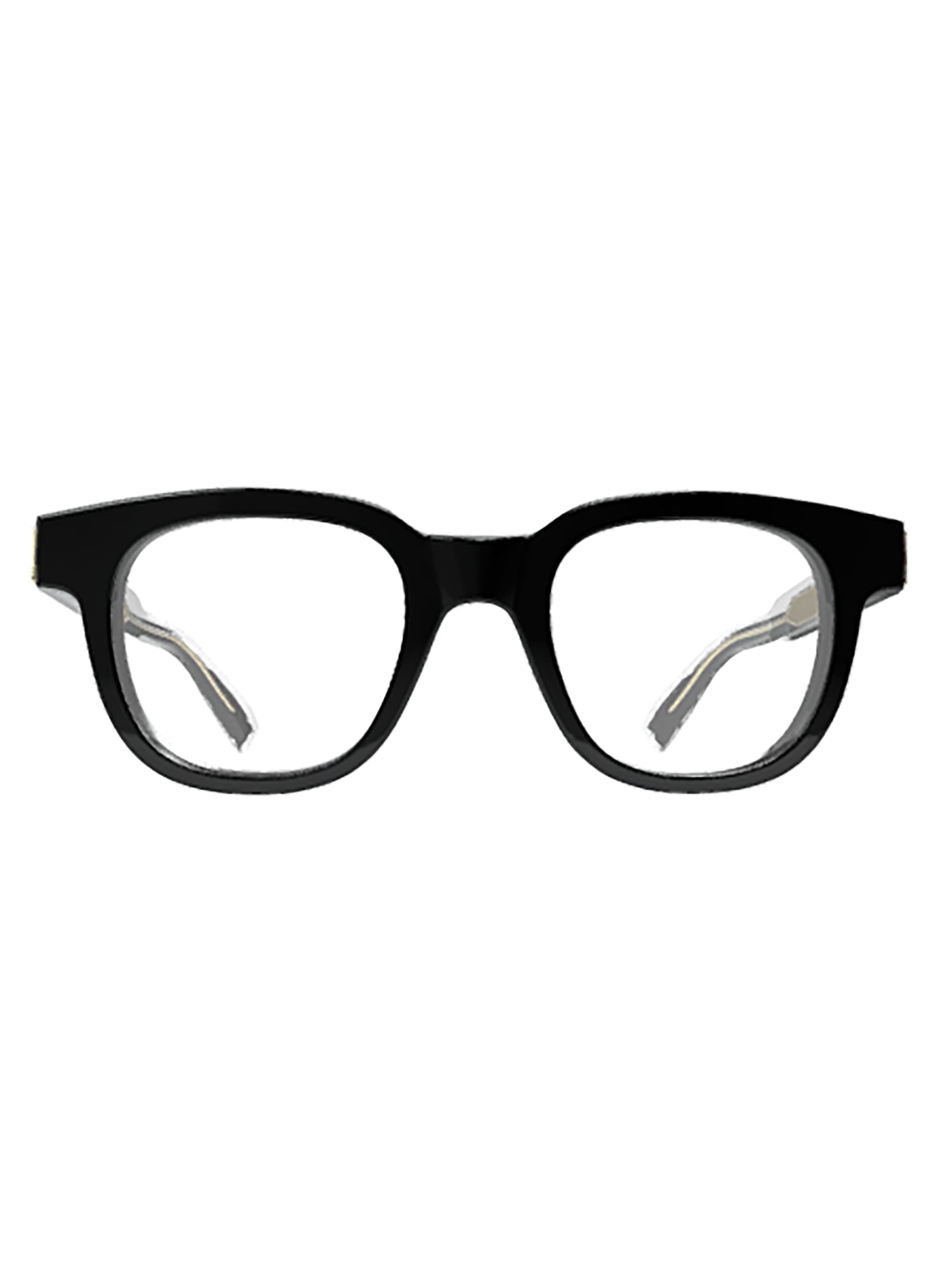 Rectangular Black Optical Frames with Gold Accents