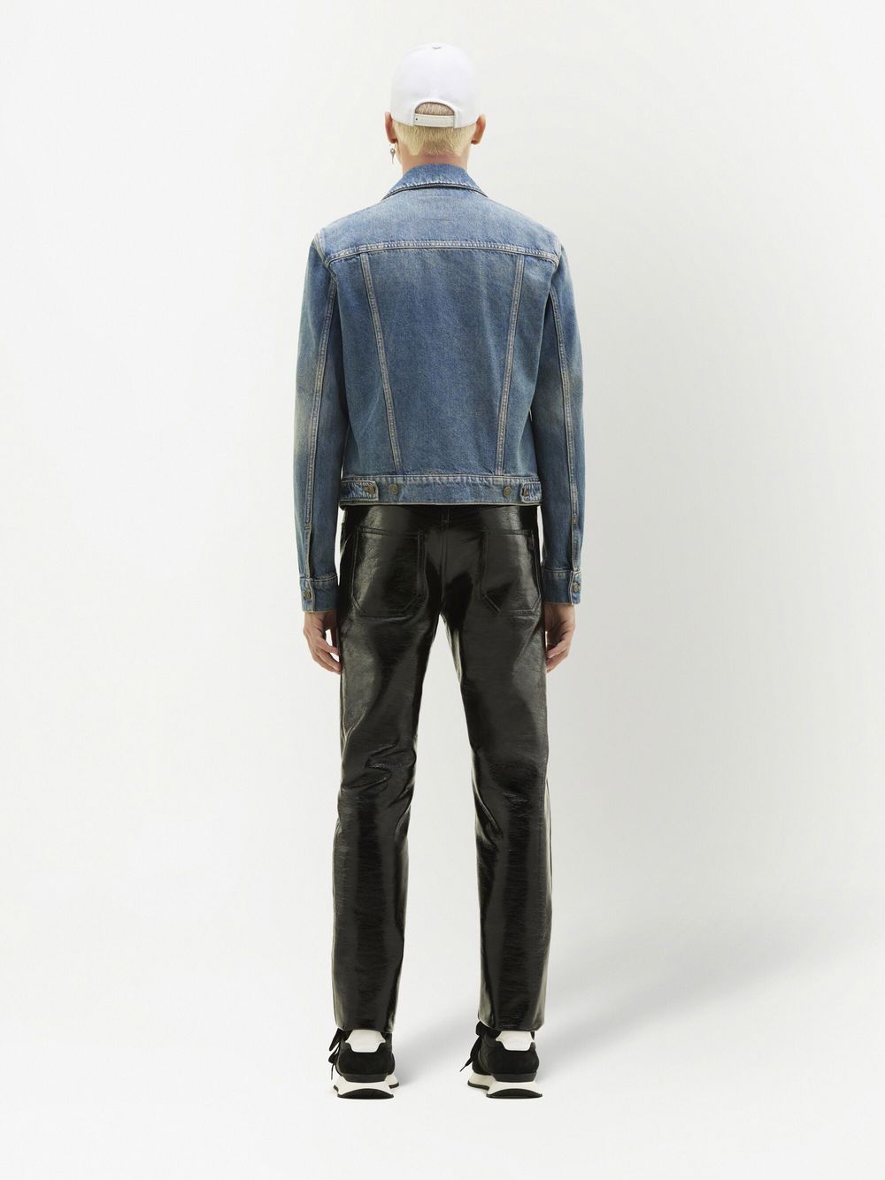 Navy Blue Straight Leg Vinyl Trousers