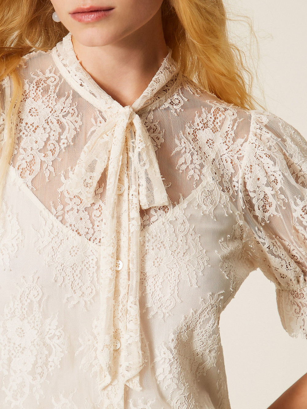 Lace Blouse with Puffed Sleeves