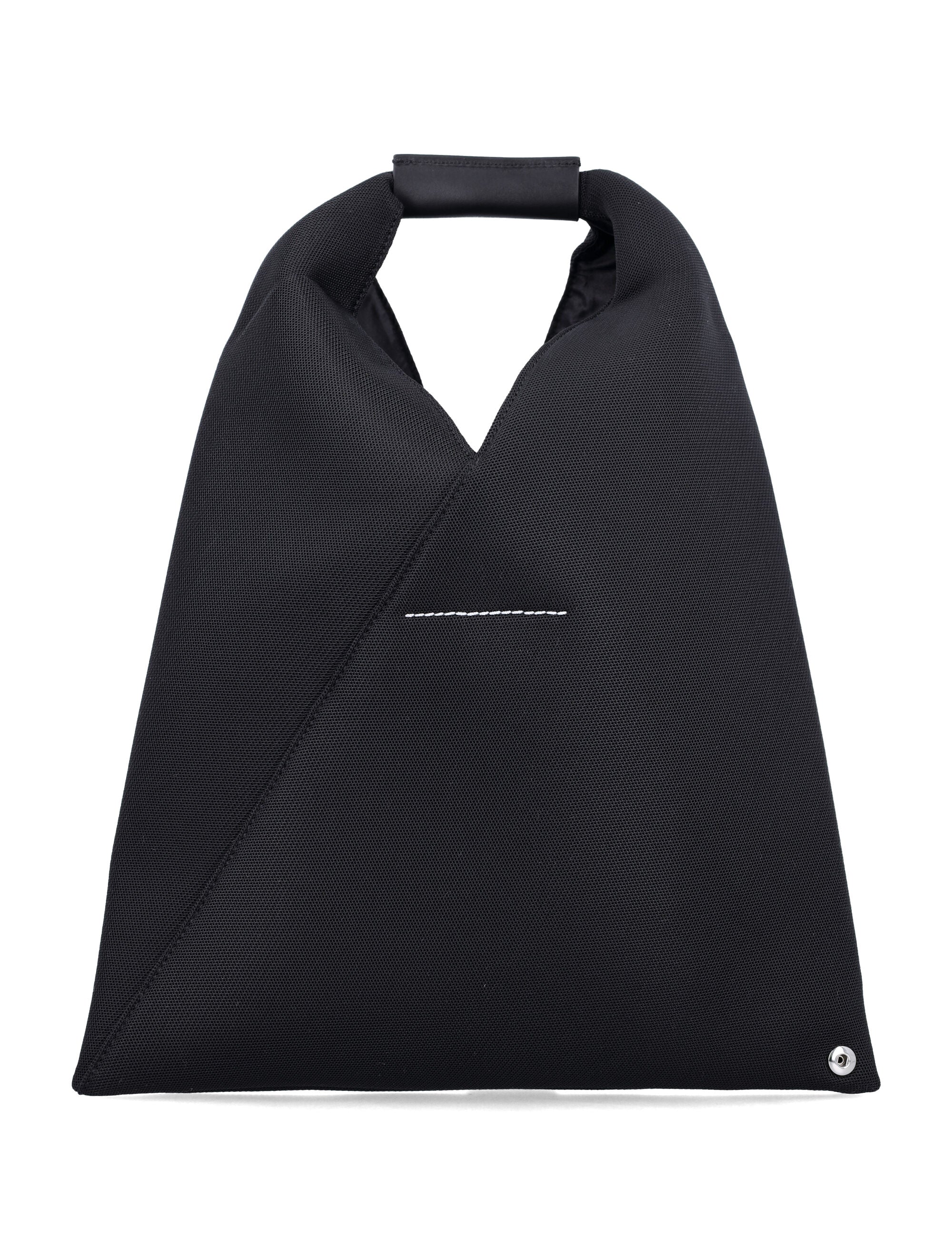 Compact Triangular Mesh Bag With Embossed Stitching