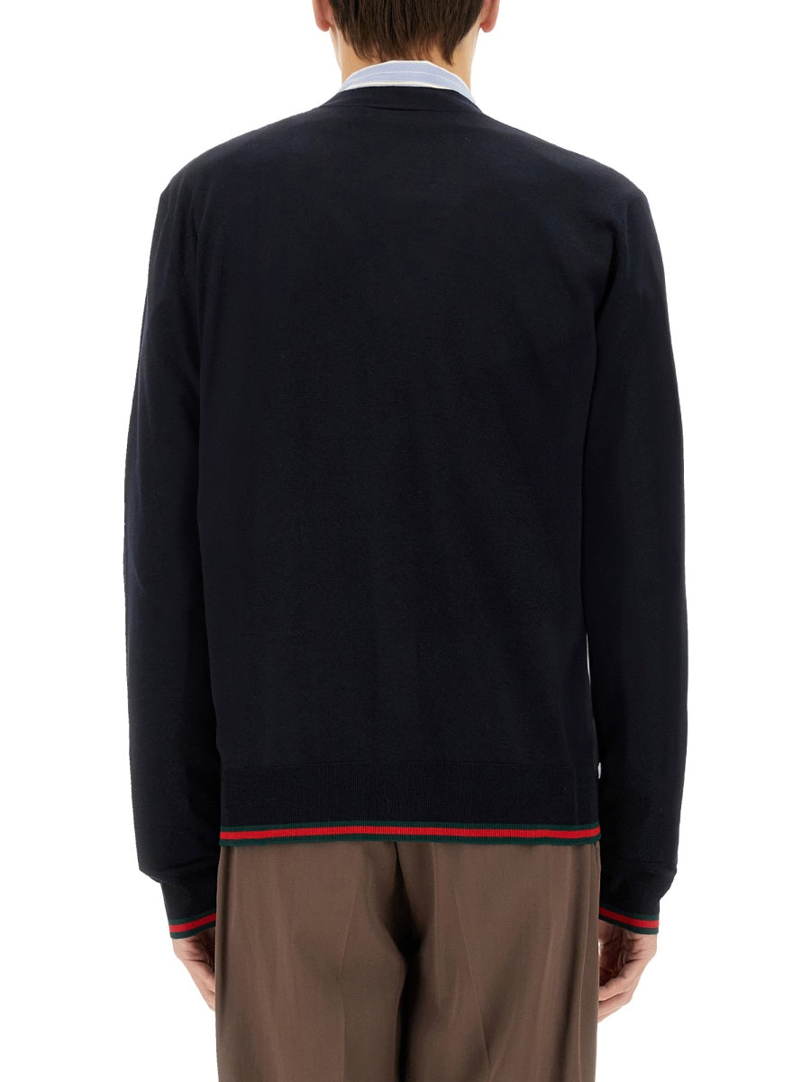 Knitted Wool Cardigan With Web Pattern