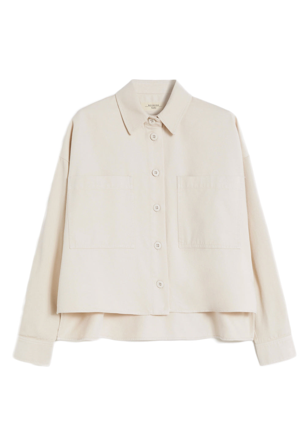 Cropped Jacket with Classic Collar and Asymmetrical Hem