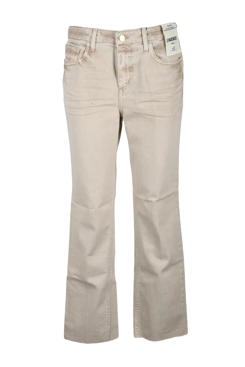 Beige Structured Cotton Jeans