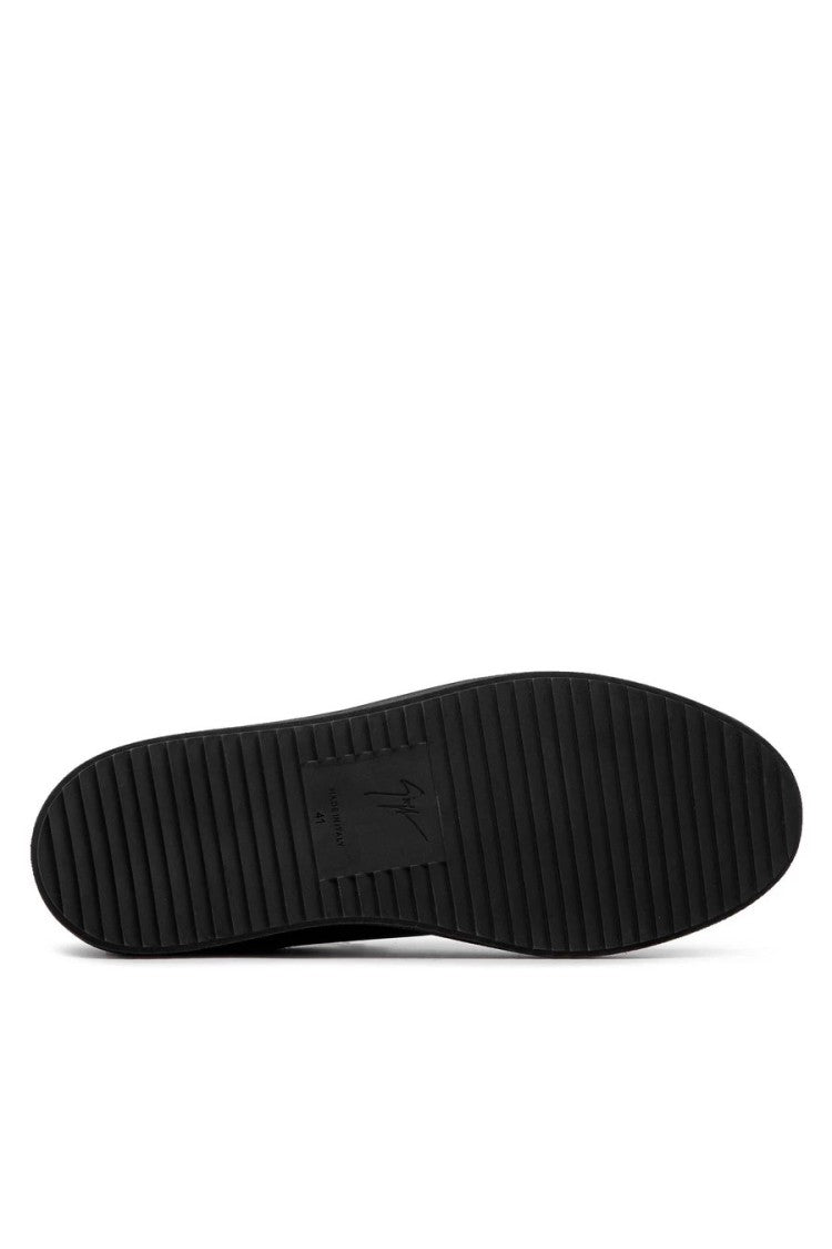 Black Leather Sneakers With Patent Accents