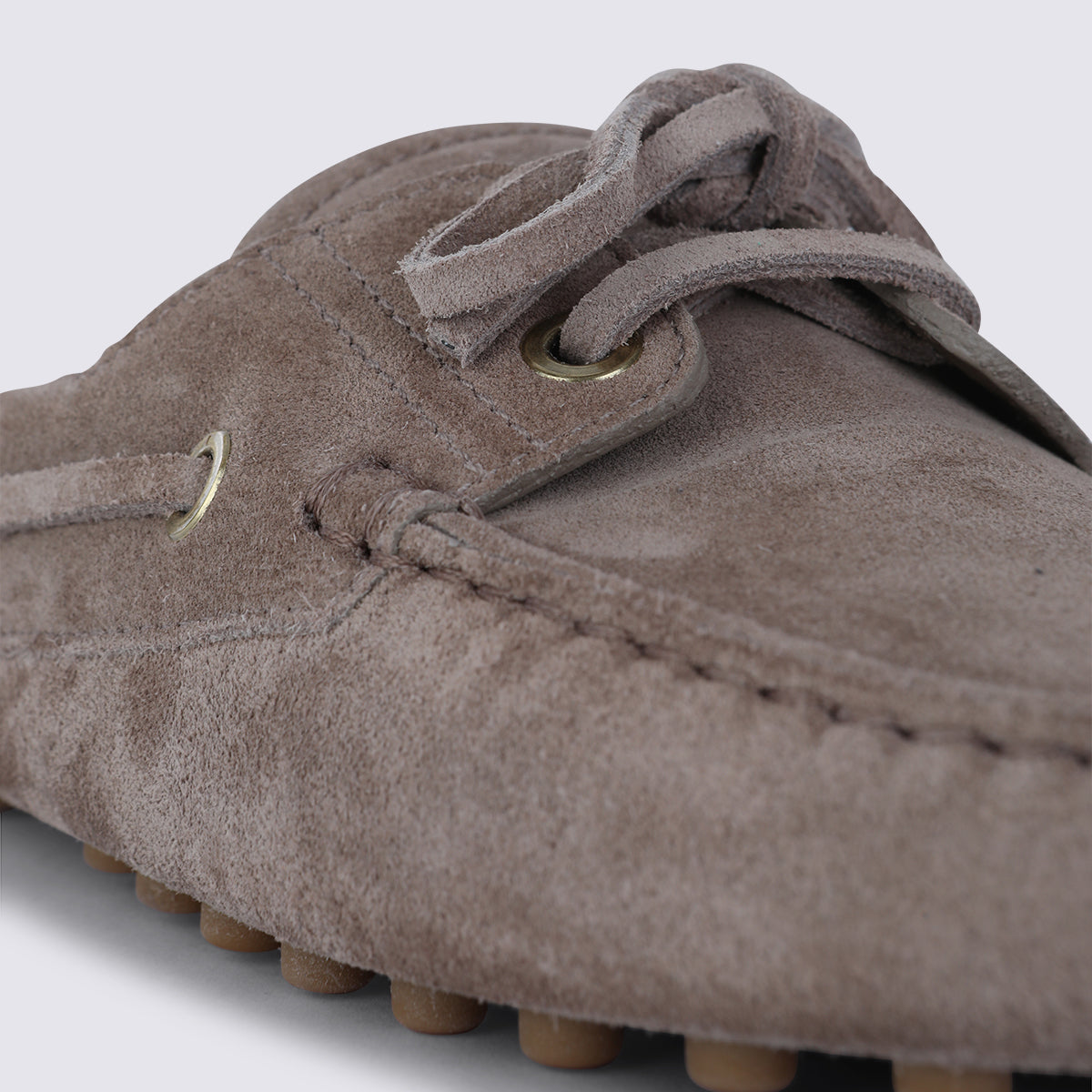 Moccasin-Style Suede Flats with Decorative Bow