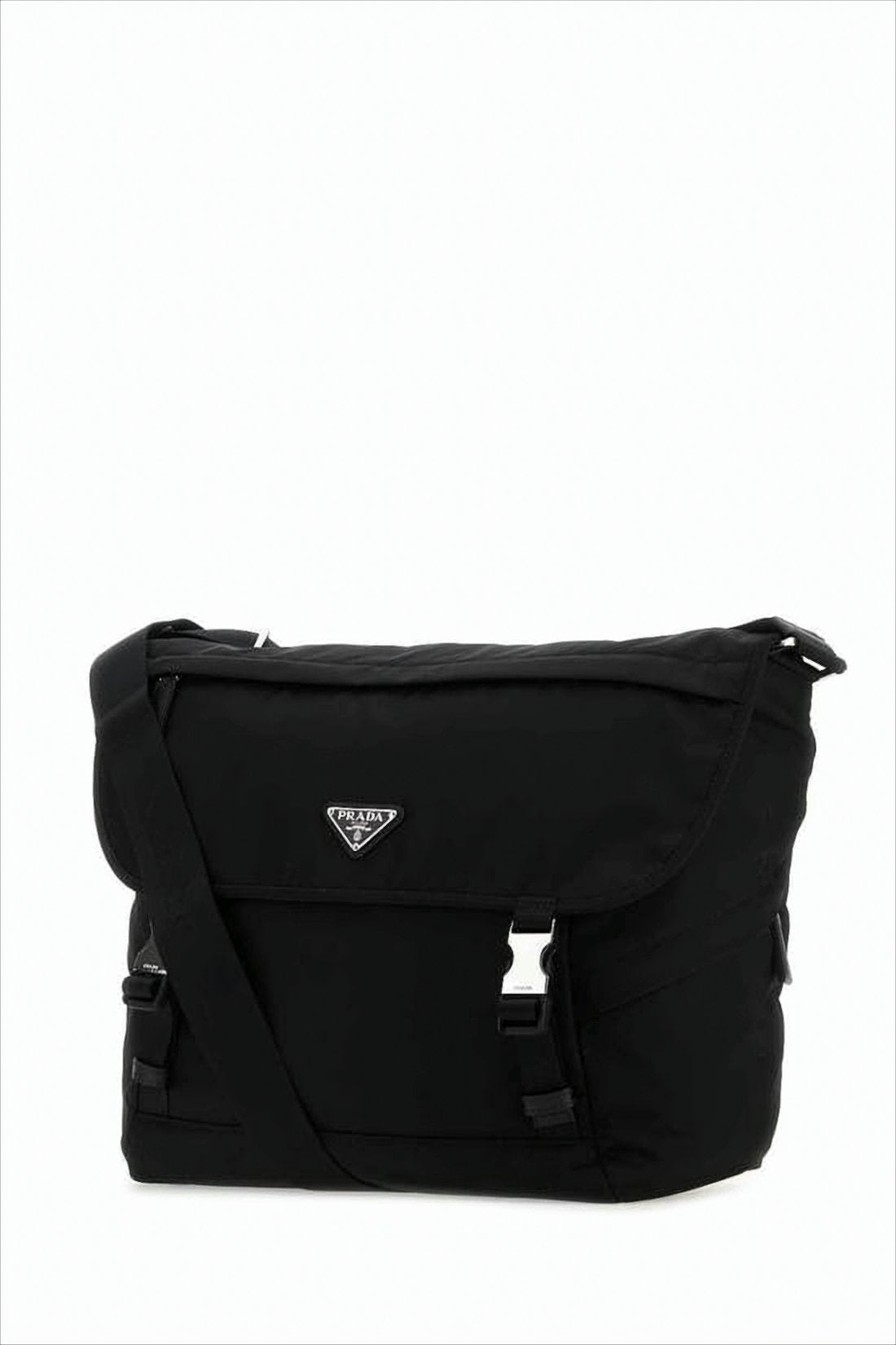 Rectangular Black Crossbody Bag with Flap Closure