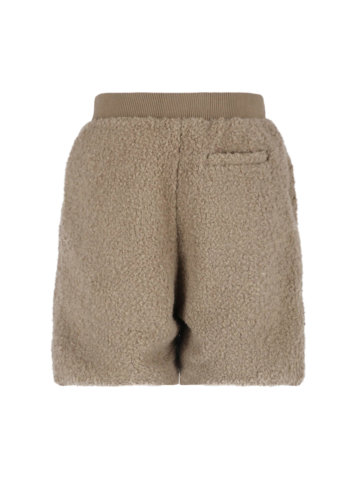 Beige Teddy Fleece Zippered Shorts