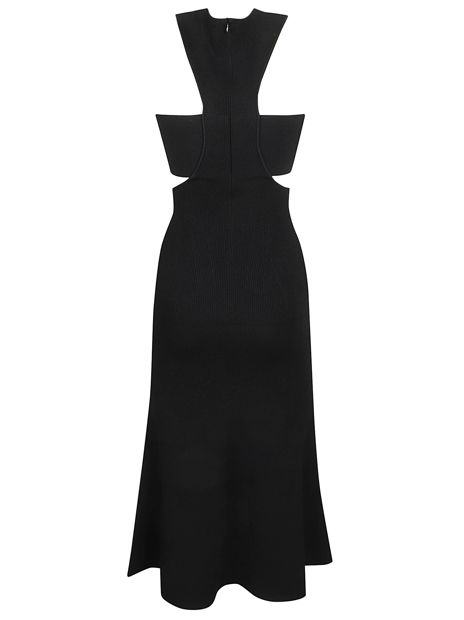 Fitted Bodice Black Dress with Flowing Skirt