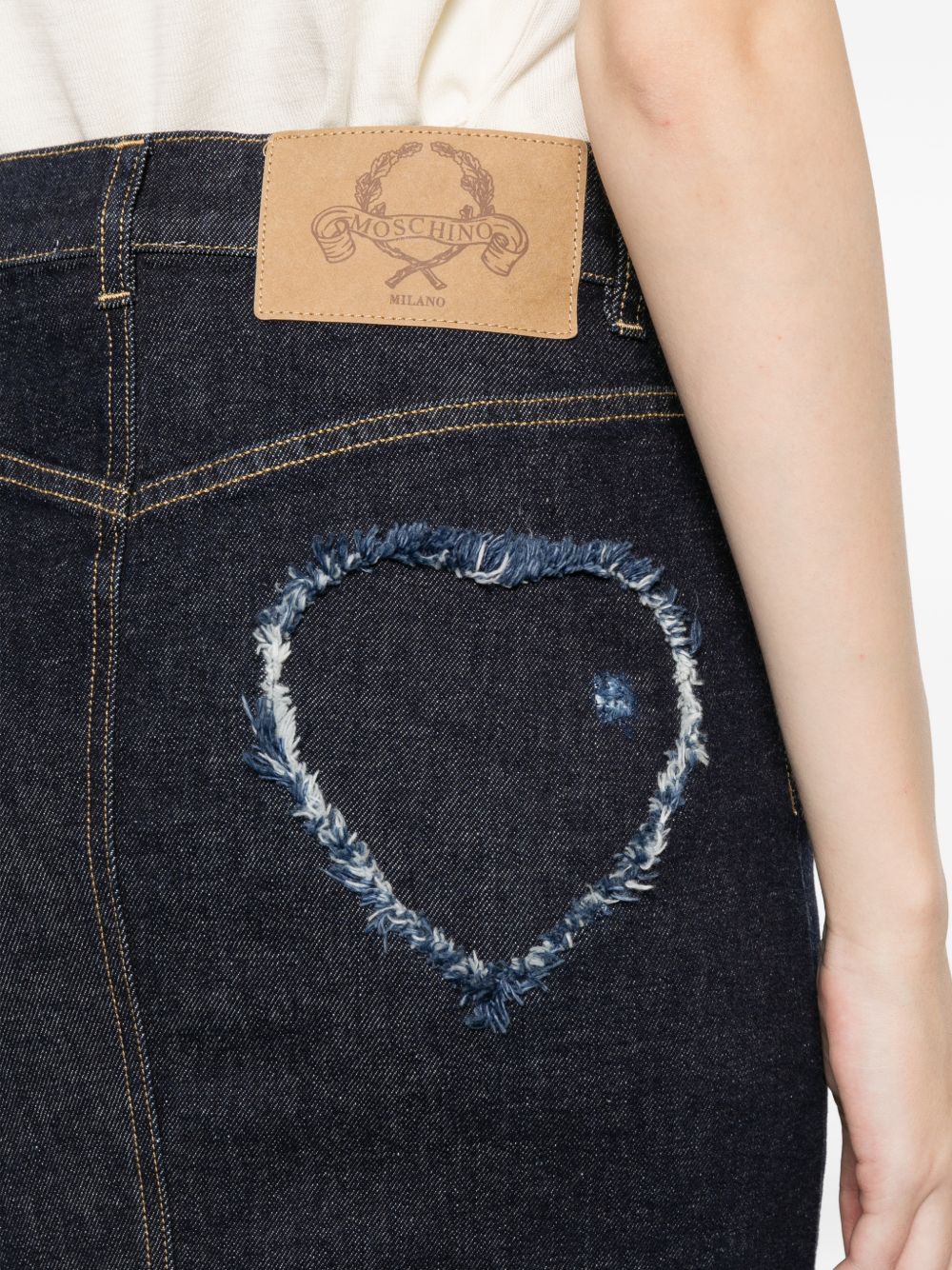 Denim Panelled Flared Skirt