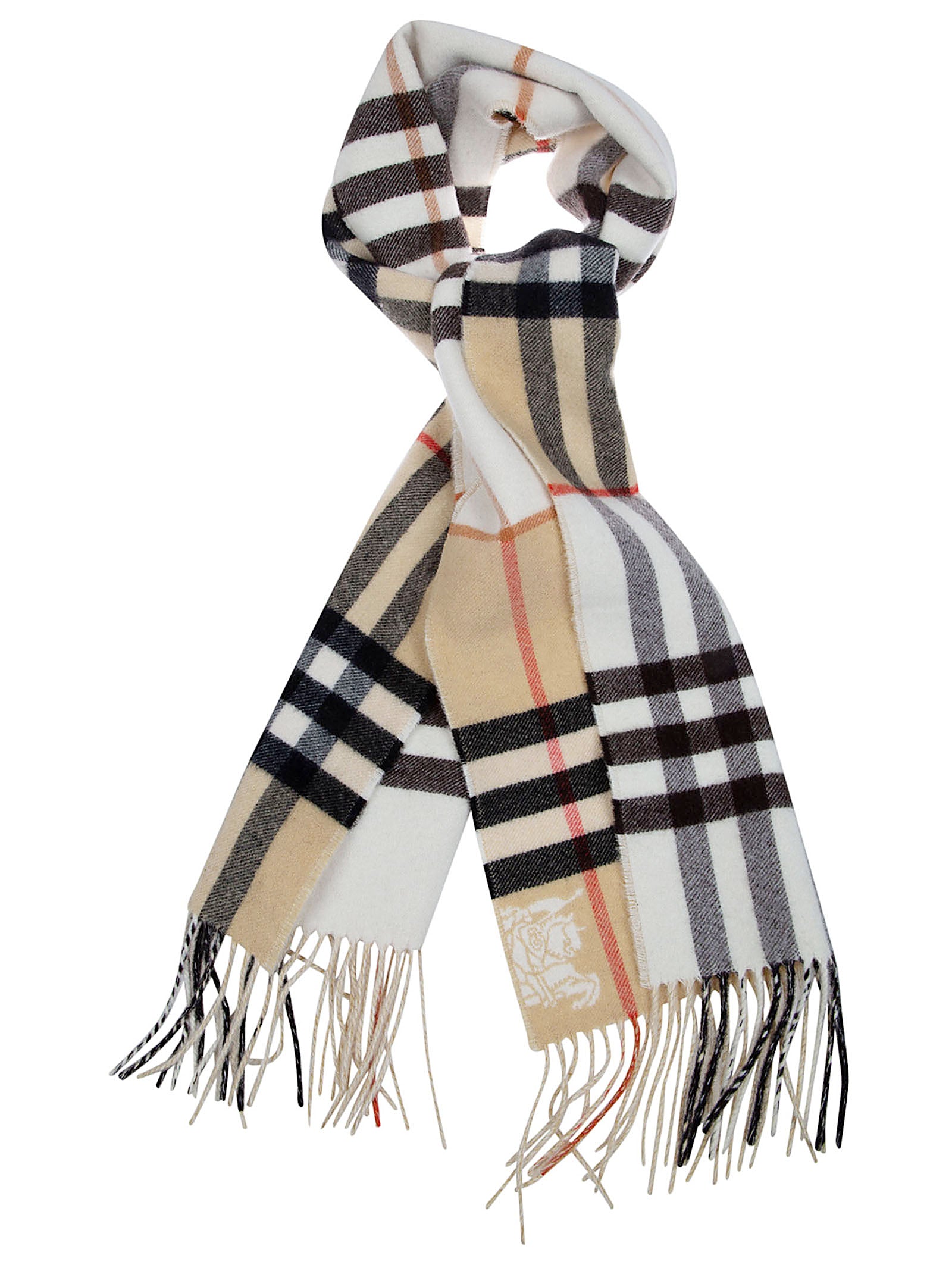 Double-Faced Cashmere Scarf with Fringed Edges