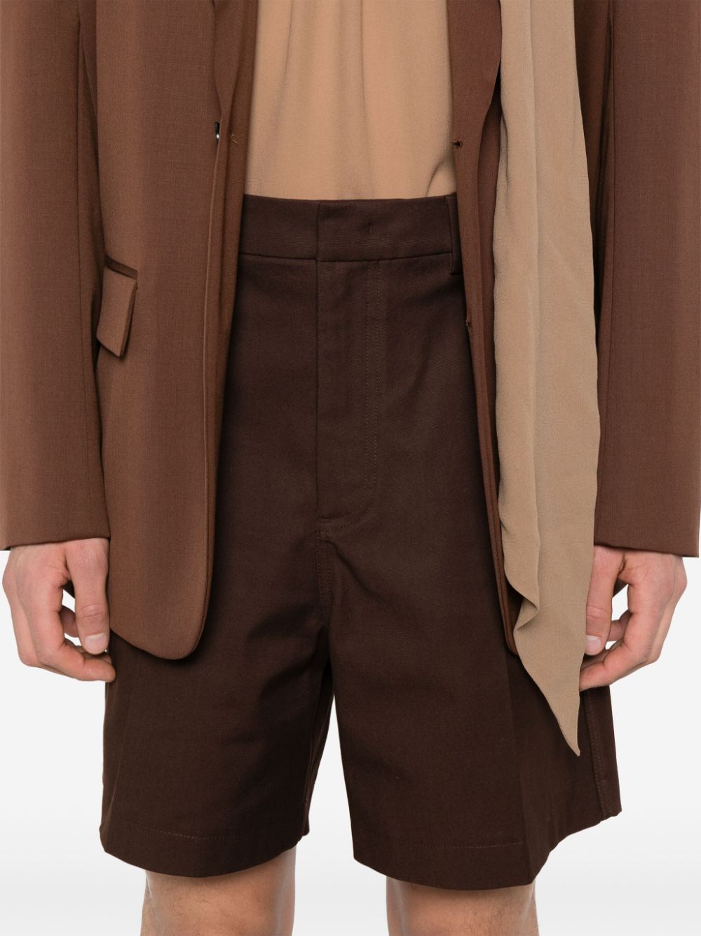 Chocolate Brown Cotton Blend Shorts