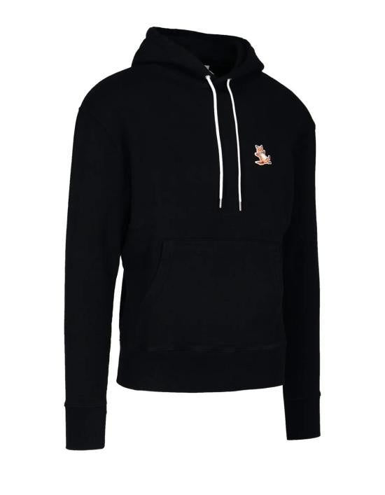 Black Long-Sleeve Hoodie with Front Kangaroo Pocket