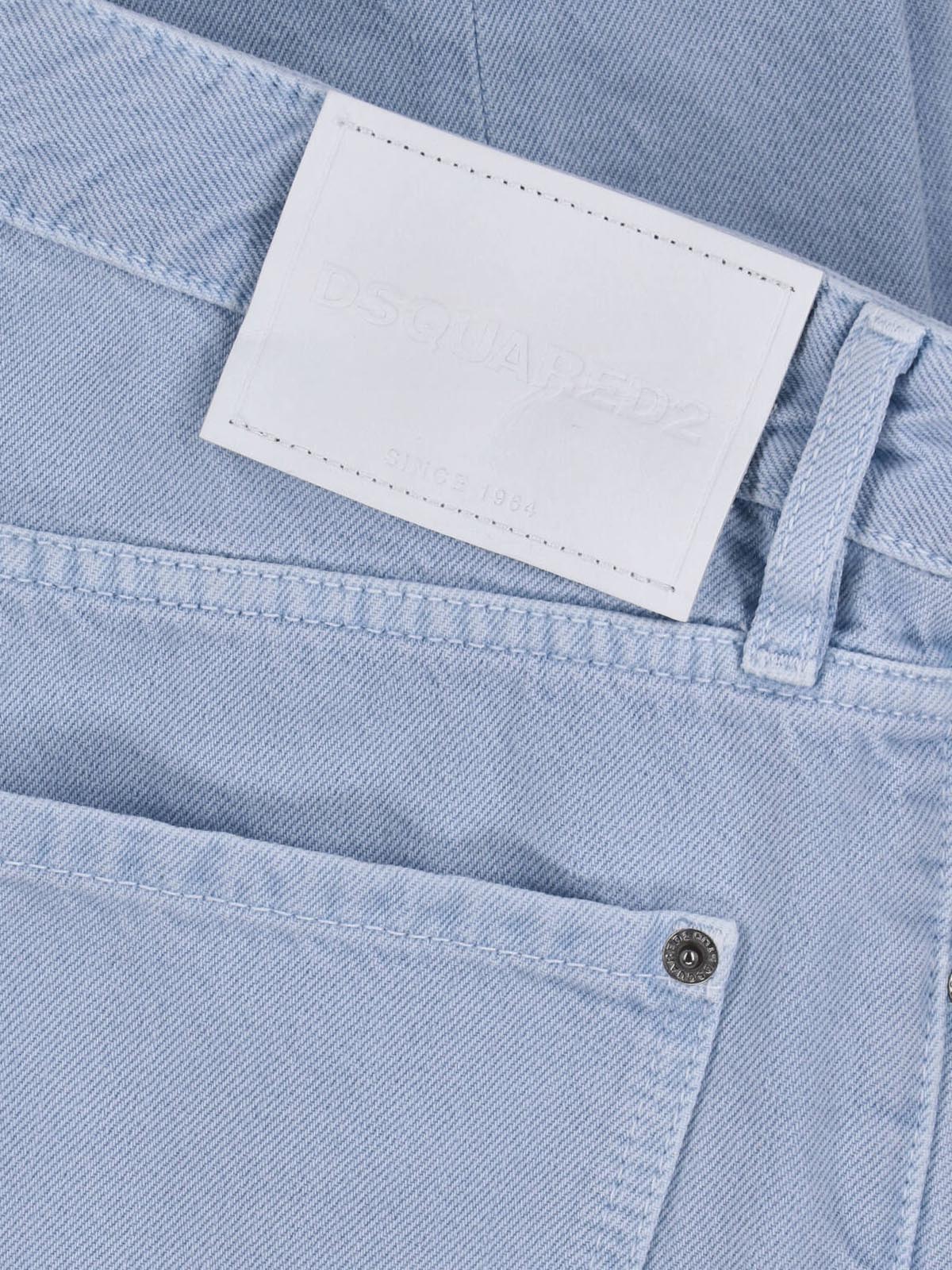 Light Blue Straight-Leg Cotton Denim Jeans