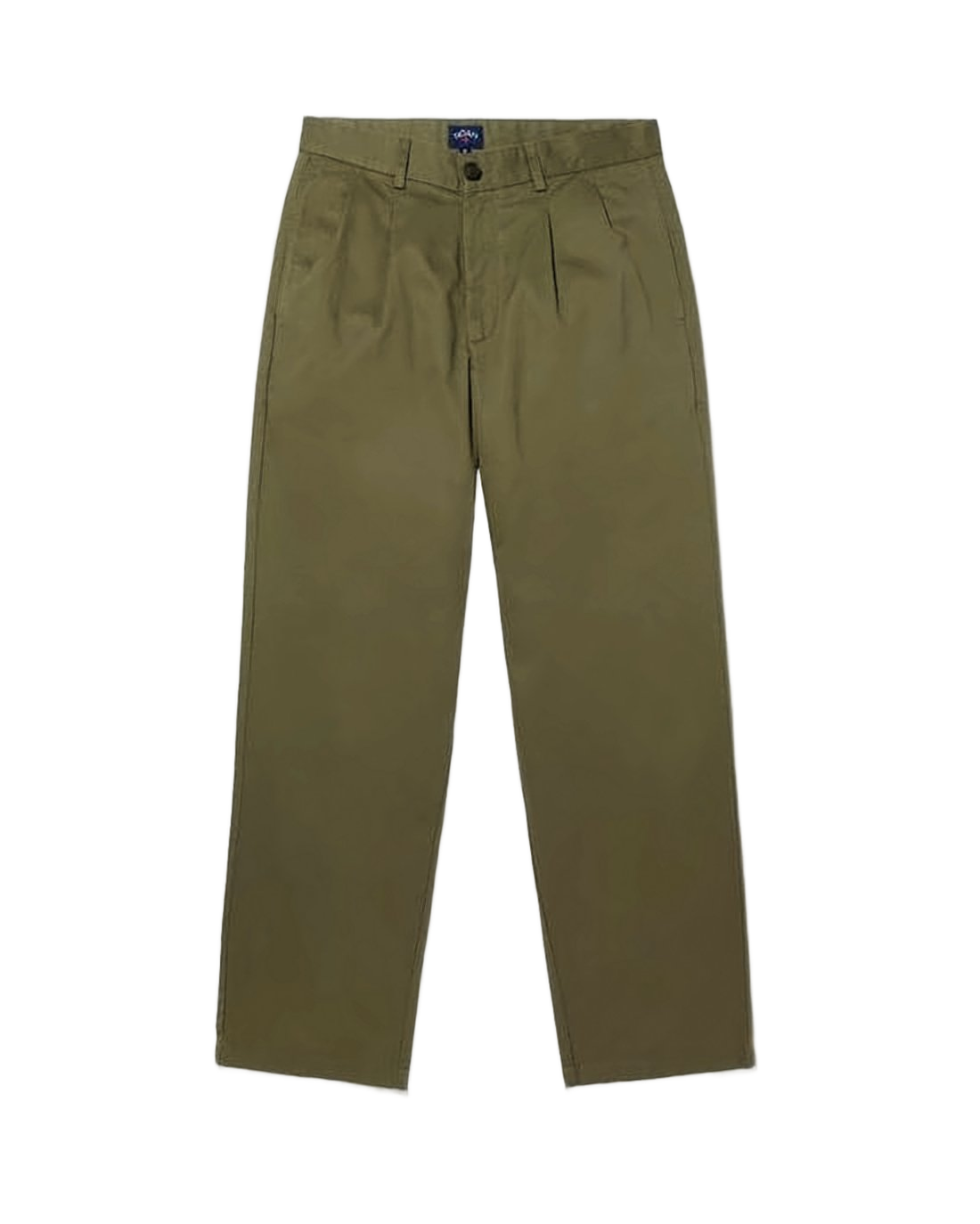 Tailored Green Straight Pants with Mid-Rise Waist