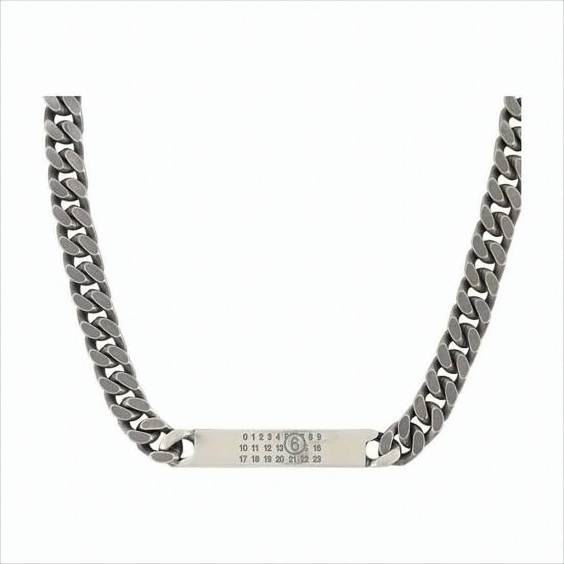 Chunky Grey Brass Necklace with Engraved Plate