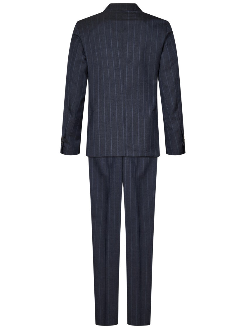 Navy Blue Virgin Wool Pinstripe Suit