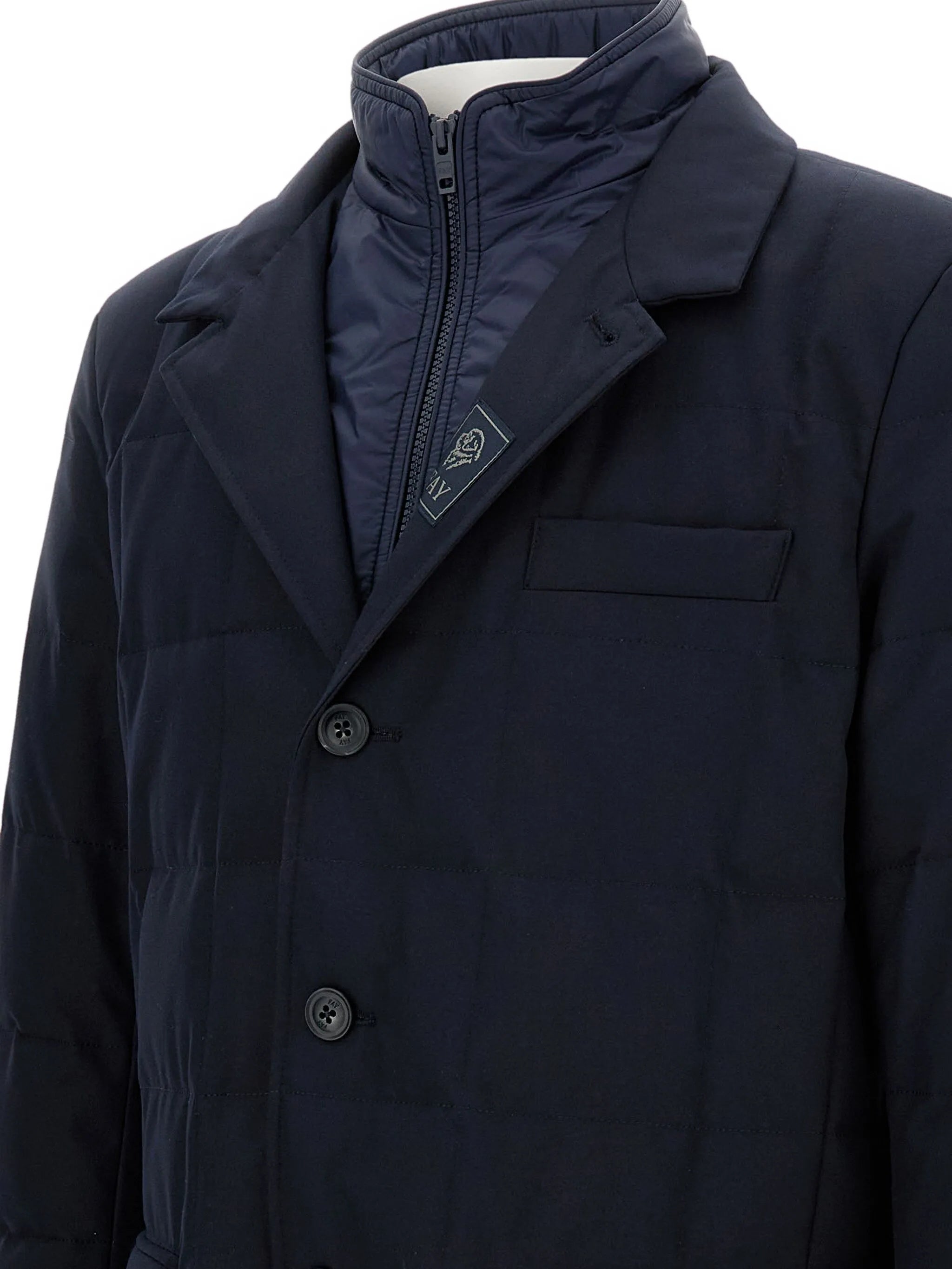 Double-Breasted Blue Padded Quilted Puffer Jacket