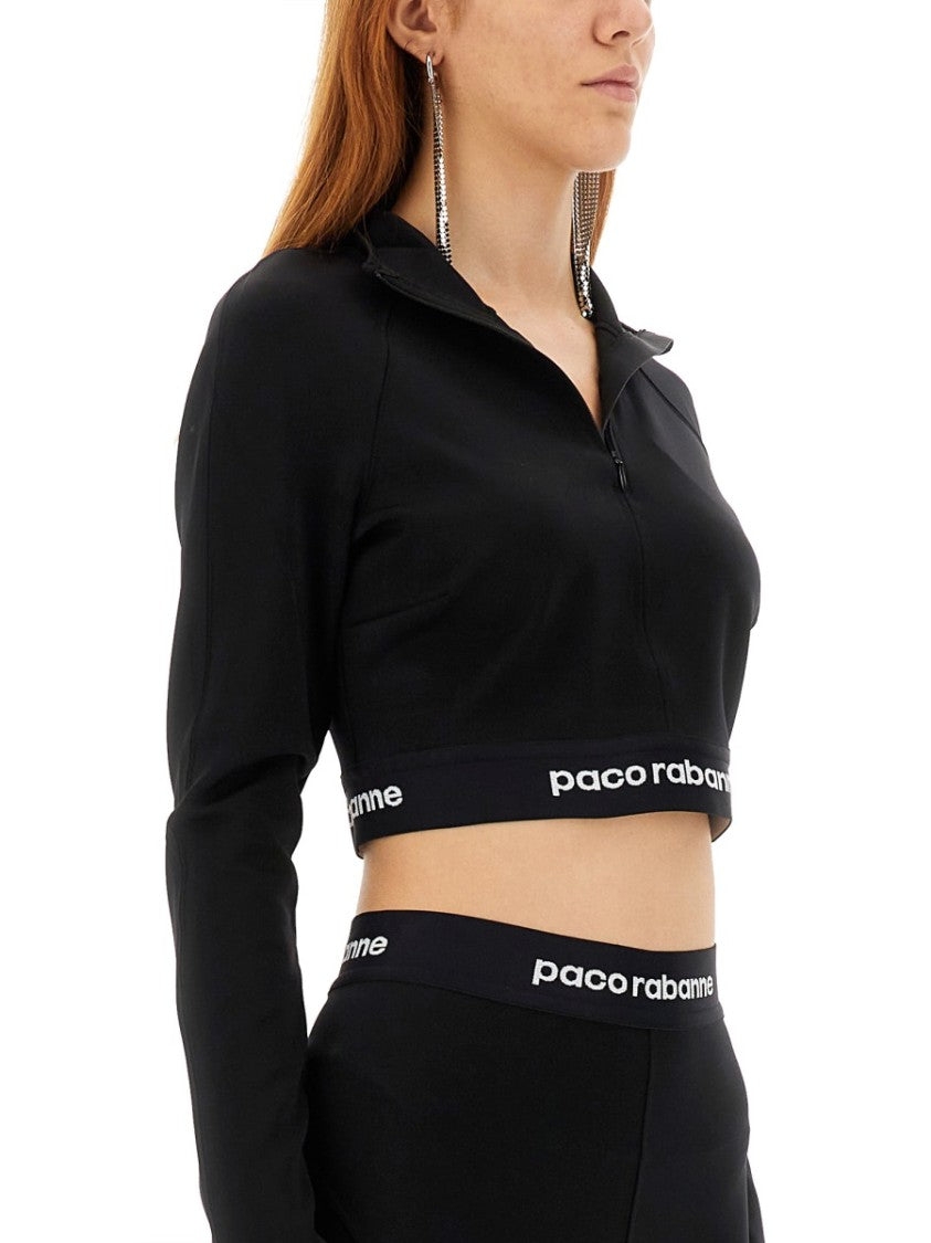 Cropped Top With High Collar