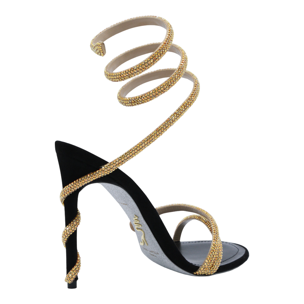 High-Heeled Sandals with Spiral Ankle Wrap