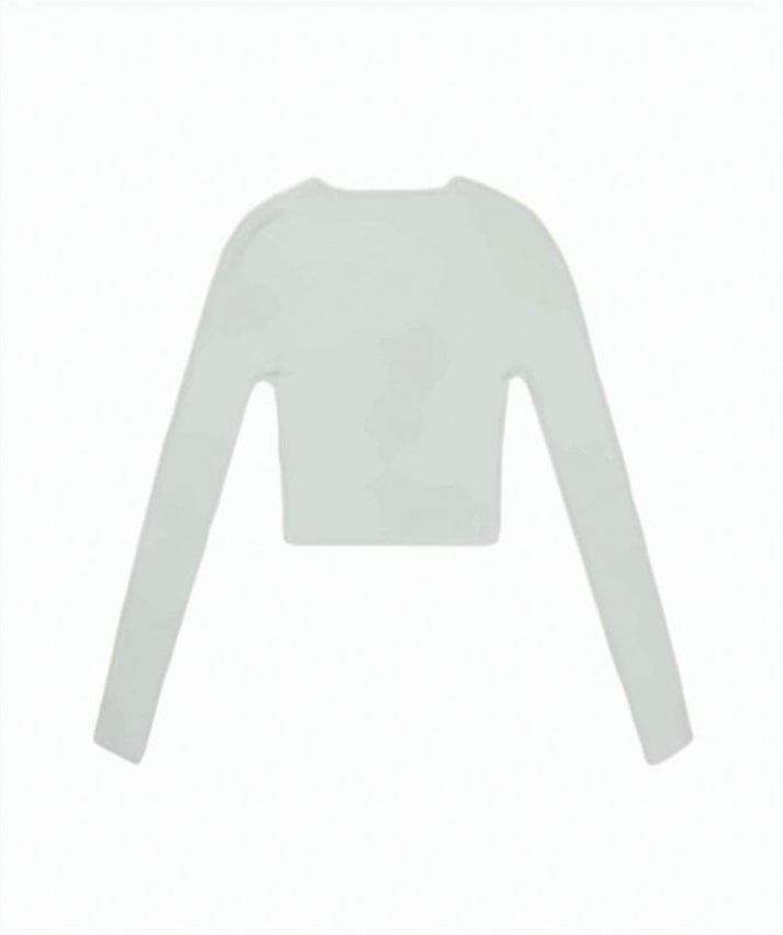 Cropped V-Neck Cardigan with Embroidered Emblem