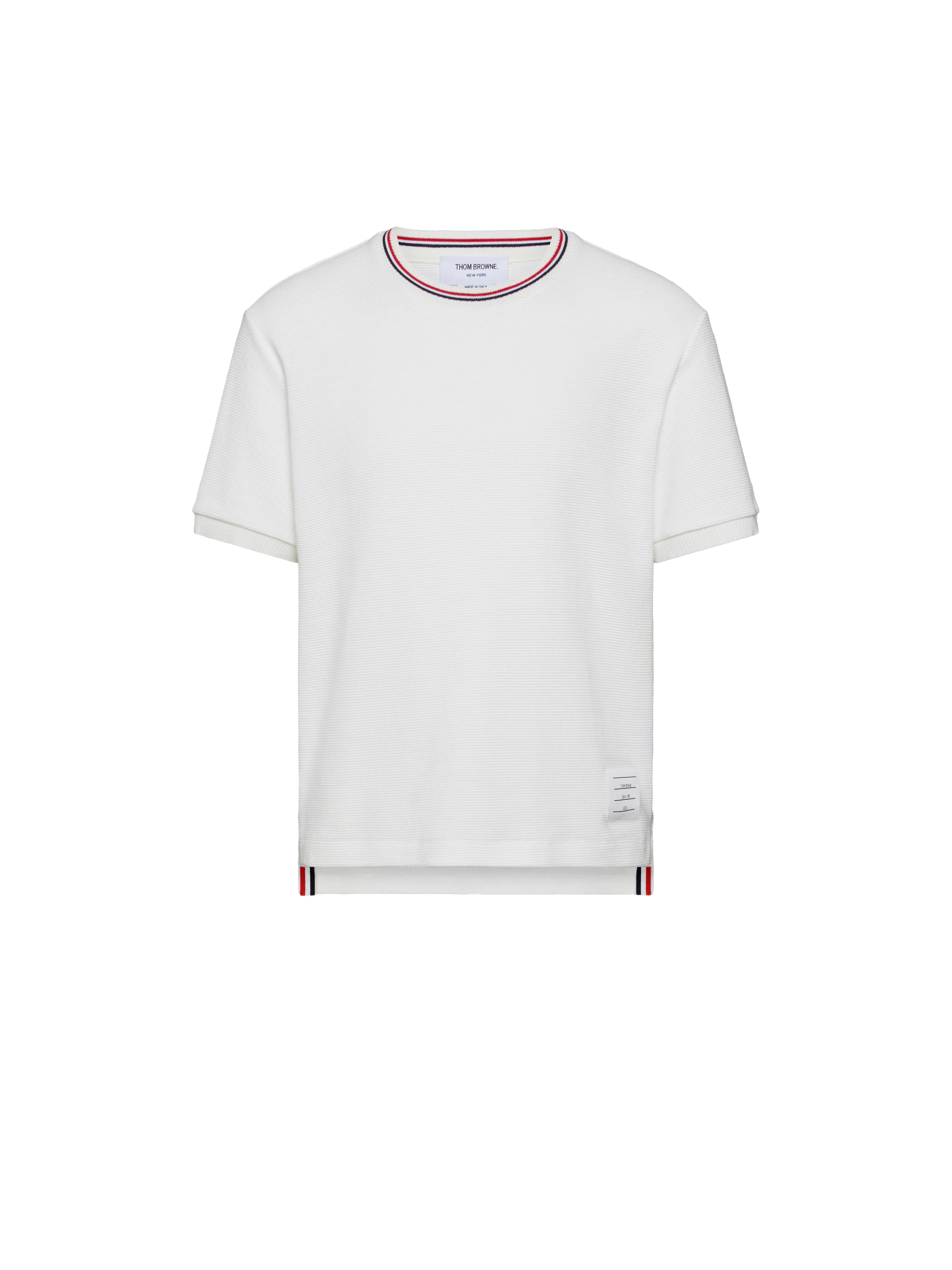 Short-Sleeved Cotton T-Shirt with Striped Accents