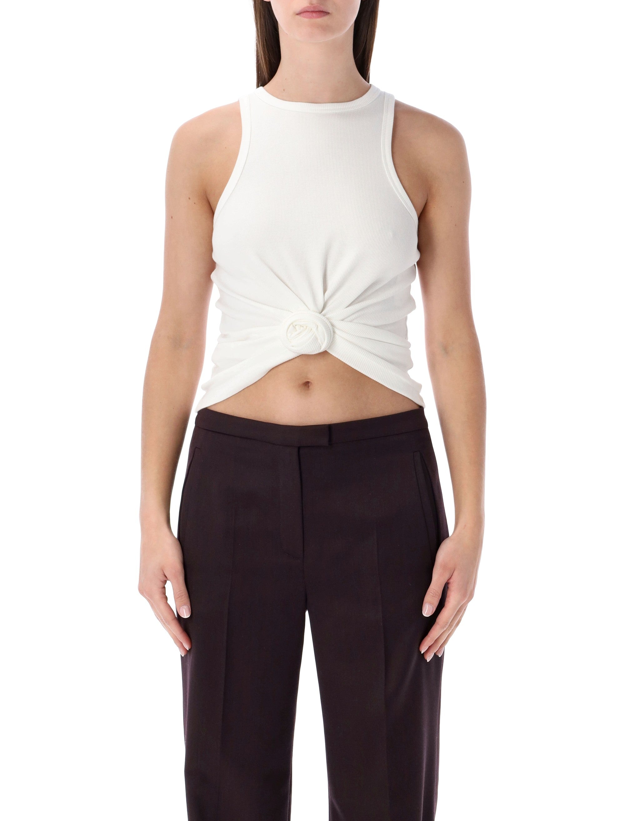 Knotted Ribbed Cream Tank