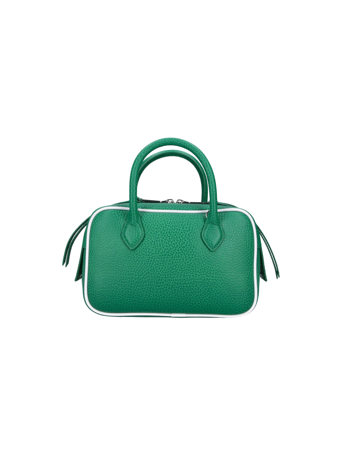 Green Textured Leather Rectangular Shoulder Bag