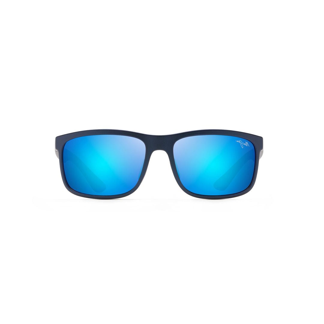 Huelo Matte Finish Rectangular Sunglasses with Blue Mirrored Lenses