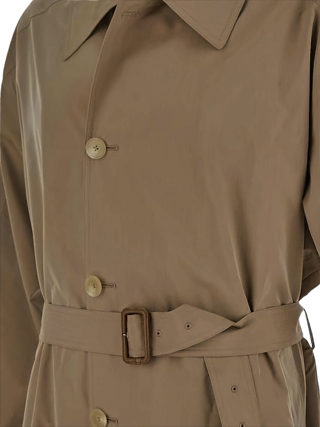 Brown Cotton-Polyester Blend Trench Coat