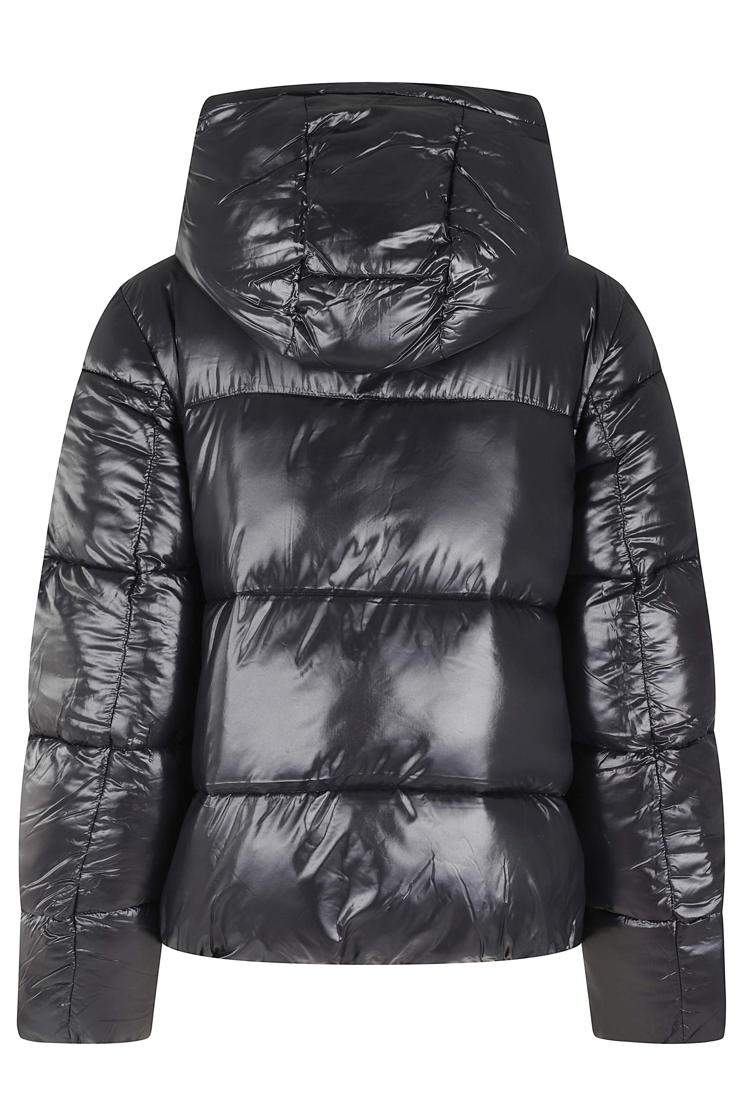 Shiny Quilted Down Jacket with Hood