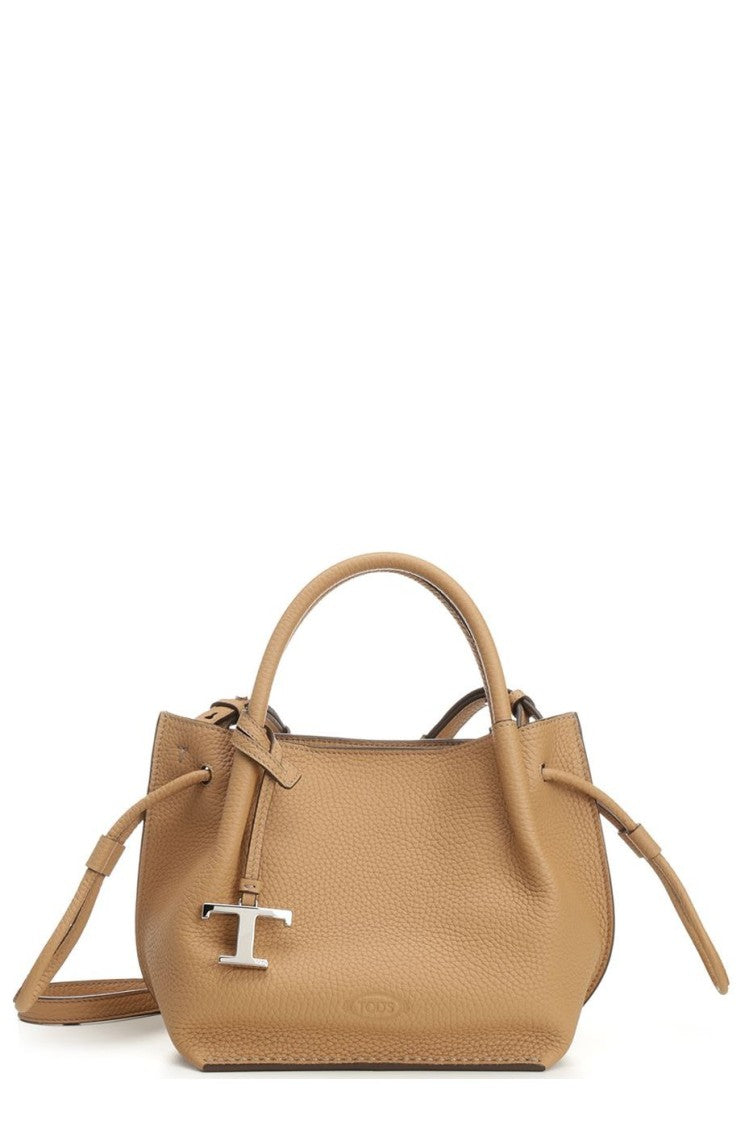 Textured Leather Tote Bag with Rounded Silhouette